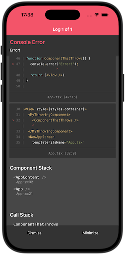 Example error thrown with Owner Stacks
