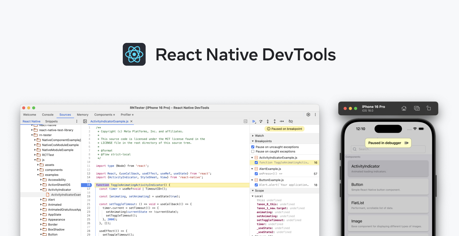 Interfejs React Native DevTools