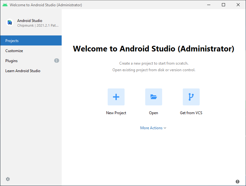 Ekran powitalny Android Studio