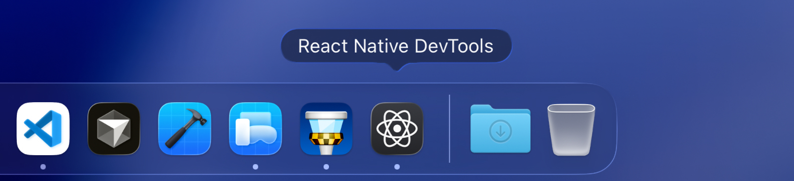 macOS Dock 中的 React Native DevTools 图标
